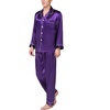image:imageSWOMOG Mens Silk Satin Pajamas Set Long Sleeve Sleepwear ButtonDown Pj Twopiece Loungewear with Long Pants SXXLPurple