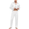 image:imageSWOMOG Mens Silk Satin Pajamas Set Long Sleeve Sleepwear ButtonDown Pj Twopiece Loungewear with Long Pants SXXLWhite