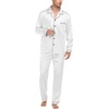 image:imageSWOMOG Mens Silk Satin Pajamas Set Long Sleeve Sleepwear ButtonDown Pj Twopiece Loungewear with Long Pants SXXLWhite