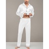 image:imageSWOMOG Mens Silk Satin Pajamas Set Long Sleeve Sleepwear ButtonDown Pj Twopiece Loungewear with Long Pants SXXLWhite