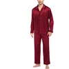 image:imageSWOMOG Mens Silk Satin Pajamas Set Long Sleeve Sleepwear ButtonDown Pj Twopiece Loungewear with Long Pants SXXLWine Red