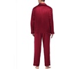 image:imageSWOMOG Mens Silk Satin Pajamas Set Long Sleeve Sleepwear ButtonDown Pj Twopiece Loungewear with Long Pants SXXLWine Red