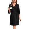 image:imageSWOMOG Nightgown and Robe Sets for Women 2 Piece Sleeveless Sexy Lace Strap Pajamas and 34 Sleeves Bathrobe with Pockets