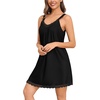 image:imageSWOMOG Nightgown and Robe Sets for Women 2 Piece Sleeveless Sexy Lace Strap Pajamas and 34 Sleeves Bathrobe with Pockets
