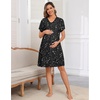 image:imageSWOMOG Nursing Nightgown 3 in 1 Labor and Delivery Hospital Gown Maternity Dress Short Sleeve Birthing Robe for BreastfeedingBlack Star