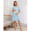 image:imageSWOMOG Nursing Nightgown 3 in 1 Labor and Delivery Hospital Gown Maternity Dress Short Sleeve Birthing Robe for BreastfeedingBlue White Flowers