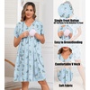 image:imageSWOMOG Nursing Nightgown 3 in 1 Labor and Delivery Hospital Gown Maternity Dress Short Sleeve Birthing Robe for BreastfeedingBlue White Flowers
