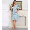 image:imageSWOMOG Nursing Nightgown 3 in 1 Labor and Delivery Hospital Gown Maternity Dress Short Sleeve Birthing Robe for BreastfeedingBlue White Flowers