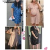 image:imageSWOMOG Nursing Nightgown 3 in 1 Labor and Delivery Hospital Gown Maternity Dress Short Sleeve Birthing Robe for BreastfeedingDark Grey Flower