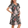 image:imageSWOMOG Nursing Nightgown 3 in 1 Labor and Delivery Hospital Gown Maternity Dress Short Sleeve Birthing Robe for BreastfeedingDark Grey Flower