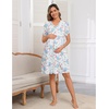 image:imageSWOMOG Nursing Nightgown 3 in 1 Labor and Delivery Hospital Gown Maternity Dress Short Sleeve Birthing Robe for BreastfeedingWhite Blue Flowers
