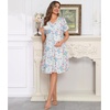 image:imageSWOMOG Nursing Nightgown 3 in 1 Labor and Delivery Hospital Gown Maternity Dress Short Sleeve Birthing Robe for BreastfeedingWhite Blue Flowers