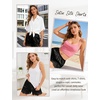 image:imageSWOMOG Satin Silk Lace Shorts for Women Lace Trim Micro Mini Shorts Slip Pj Bottoms Knickers BoxerBlack