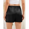 image:imageSWOMOG Satin Silk Lace Shorts for Women Lace Trim Micro Mini Shorts Slip Pj Bottoms Knickers BoxerBlack