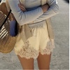 image:imageSWOMOG Satin Silk Lace Shorts for Women Lace Trim Micro Mini Shorts Slip Pj Bottoms Knickers BoxerChampagne