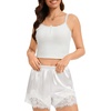 image:imageSWOMOG Satin Silk Lace Shorts for Women Lace Trim Micro Mini Shorts Slip Pj Bottoms Knickers BoxerWhite