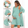image:imageSWOMOG Women Maternity Nursing Gown and 34 Sleeve Robe Set Labor Delivery Nightgown Breastfeeding Hospital BathrobeAqua Green