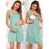 image:imageSWOMOG Women Maternity Nursing Gown and 34 Sleeve Robe Set Labor Delivery Nightgown Breastfeeding Hospital BathrobeAqua Green