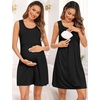 image:imageSWOMOG Women Maternity Nursing Gown and 34 Sleeve Robe Set Labor Delivery Nightgown Breastfeeding Hospital BathrobeBlack