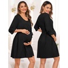 image:imageSWOMOG Women Maternity Nursing Gown and 34 Sleeve Robe Set Labor Delivery Nightgown Breastfeeding Hospital BathrobeBlack