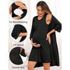 image:imageSWOMOG Women Maternity Nursing Gown and 34 Sleeve Robe Set Labor Delivery Nightgown Breastfeeding Hospital BathrobeBlack