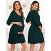 image:imageSWOMOG Women Maternity Nursing Gown and 34 Sleeve Robe Set Labor Delivery Nightgown Breastfeeding Hospital BathrobeEmerald Green