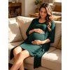 image:imageSWOMOG Women Maternity Nursing Gown and 34 Sleeve Robe Set Labor Delivery Nightgown Breastfeeding Hospital BathrobeEmerald Green