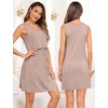image:imageSWOMOG Women Maternity Nursing Gown and 34 Sleeve Robe Set Labor Delivery Nightgown Breastfeeding Hospital BathrobeLight Brown