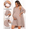 image:imageSWOMOG Women Maternity Nursing Gown and 34 Sleeve Robe Set Labor Delivery Nightgown Breastfeeding Hospital BathrobeLight Brown