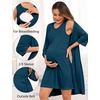 image:imageSWOMOG Women Maternity Nursing Gown and 34 Sleeve Robe Set Labor Delivery Nightgown Breastfeeding Hospital BathrobeOxford Blue
