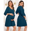 image:imageSWOMOG Women Maternity Nursing Gown and 34 Sleeve Robe Set Labor Delivery Nightgown Breastfeeding Hospital BathrobeOxford Blue