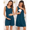 image:imageSWOMOG Women Maternity Nursing Gown and 34 Sleeve Robe Set Labor Delivery Nightgown Breastfeeding Hospital BathrobeOxford Blue