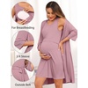 image:imageSWOMOG Women Maternity Nursing Gown and 34 Sleeve Robe Set Labor Delivery Nightgown Breastfeeding Hospital BathrobeTaro Purple