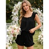 image:imageSWOMOG Women Pajama Sets 2 Pcs Ruffle Pjs Bridal Pajamas for Women Sleepwear Set with Tank Tops and ShortsBlack