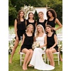 image:imageSWOMOG Women Pajama Sets 2 Pcs Ruffle Pjs Bridal Pajamas for Women Sleepwear Set with Tank Tops and ShortsBlack