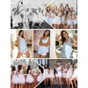 image:imageSWOMOG Women Pajama Sets 2 Pcs Ruffle Pjs Bridal Pajamas for Women Sleepwear Set with Tank Tops and ShortsBlue