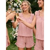 image:imageSWOMOG Women Pajama Sets 2 Pcs Ruffle Pjs Bridal Pajamas for Women Sleepwear Set with Tank Tops and ShortsPink