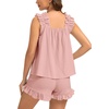 image:imageSWOMOG Women Pajama Sets 2 Pcs Ruffle Pjs Bridal Pajamas for Women Sleepwear Set with Tank Tops and ShortsPink