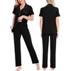 image:imageSWOMOG Women Pajama Sets TwoPiece Nightwear Short Sleeve Sleepwear Button Down Pj Lounge Sets with Long PantsBlack