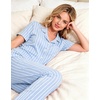 image:imageSWOMOG Women Pajama Sets TwoPiece Nightwear Short Sleeve Sleepwear Button Down Pj Lounge Sets with Long PantsBlue White Stripe