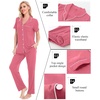 image:imageSWOMOG Women Pajama Sets TwoPiece Nightwear Short Sleeve Sleepwear Button Down Pj Lounge Sets with Long PantsCoral