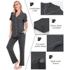 image:imageSWOMOG Women Pajama Sets TwoPiece Nightwear Short Sleeve Sleepwear Button Down Pj Lounge Sets with Long PantsDark Gray