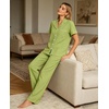 image:imageSWOMOG Women Pajama Sets TwoPiece Nightwear Short Sleeve Sleepwear Button Down Pj Lounge Sets with Long PantsGrass Green