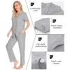 image:imageSWOMOG Women Pajama Sets TwoPiece Nightwear Short Sleeve Sleepwear Button Down Pj Lounge Sets with Long PantsGray