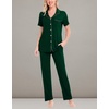 image:imageSWOMOG Women Pajama Sets TwoPiece Nightwear Short Sleeve Sleepwear Button Down Pj Lounge Sets with Long PantsGreen