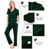 image:imageSWOMOG Women Pajama Sets TwoPiece Nightwear Short Sleeve Sleepwear Button Down Pj Lounge Sets with Long PantsGreen