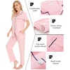 image:imageSWOMOG Women Pajama Sets TwoPiece Nightwear Short Sleeve Sleepwear Button Down Pj Lounge Sets with Long PantsPink