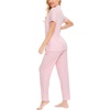 image:imageSWOMOG Women Pajama Sets TwoPiece Nightwear Short Sleeve Sleepwear Button Down Pj Lounge Sets with Long PantsPink Striped