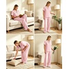 image:imageSWOMOG Women Pajama Sets TwoPiece Nightwear Short Sleeve Sleepwear Button Down Pj Lounge Sets with Long PantsPink White Stripe