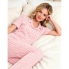 image:imageSWOMOG Women Pajama Sets TwoPiece Nightwear Short Sleeve Sleepwear Button Down Pj Lounge Sets with Long PantsPink White Stripe
